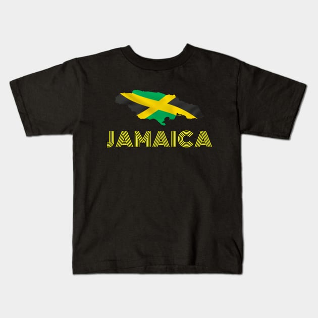 Jamaica map and flag with text Kids T-Shirt by FTF DESIGNS